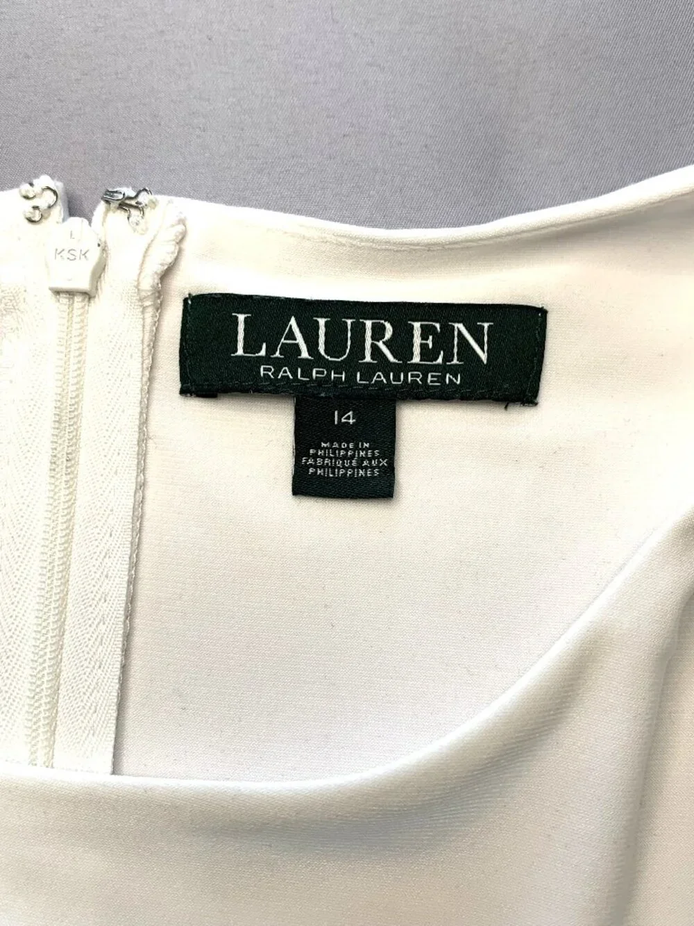 Lauren Ralph Lauren Dress Women White Blue Black Size 14 Short Sleeves